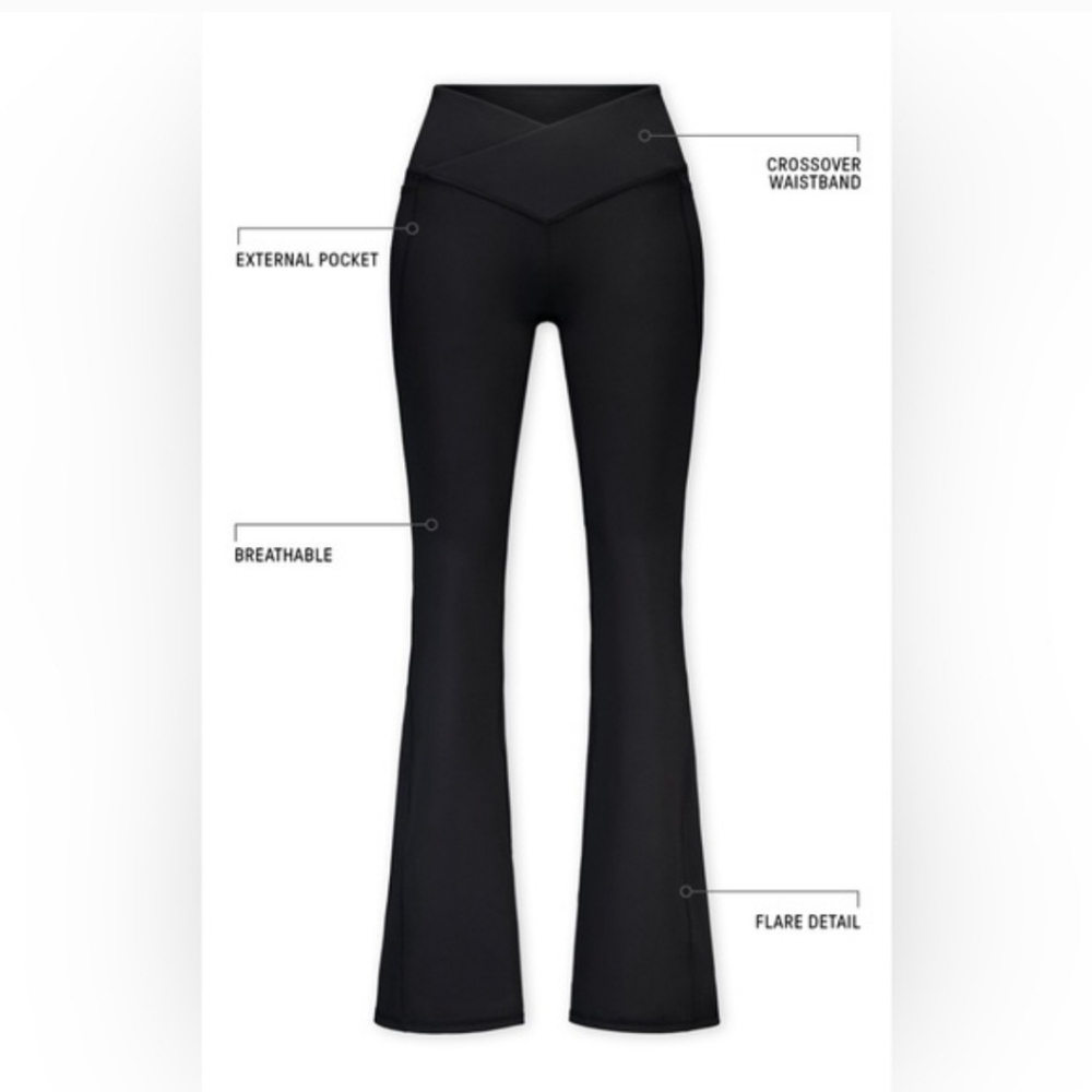 Fabletics SHORT INSEAM High-Waist Crossover Flare in Deep Sea Green - Picture 4 of 9